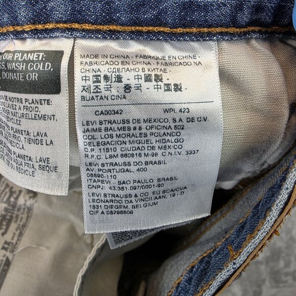 Levis 501 Jeans Womens 32 Blue Button Fly Distressed Denim Pants Straight Leg - Picture 11 of 13